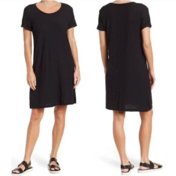 James Perse Rolled Sleeve Scoop Neck T-Shirt Dress - Picture 4 of 8